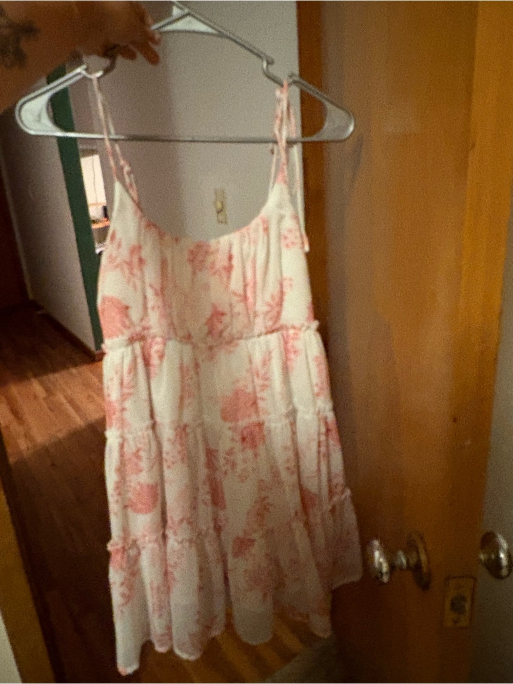 Women’s White and Pink Floral Tiered Sundress